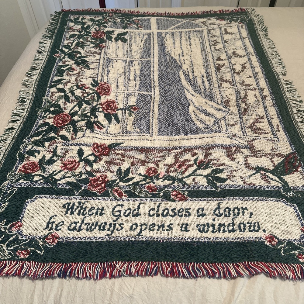 Woven Blanket W/fringe And Saying  32 X 46